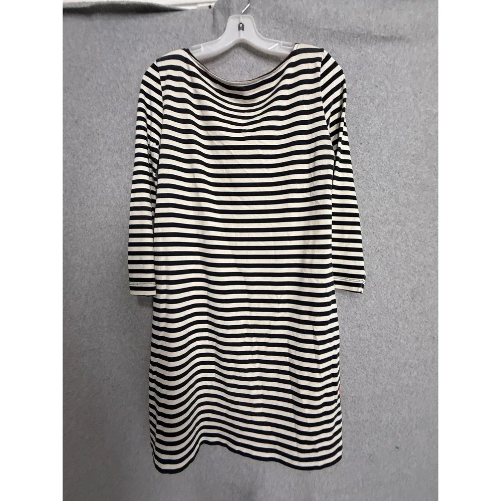 Tory Burch Dress Womens‎ S Multicolor Stripe Floral Boat Neck 3/4 Sleeve Shift